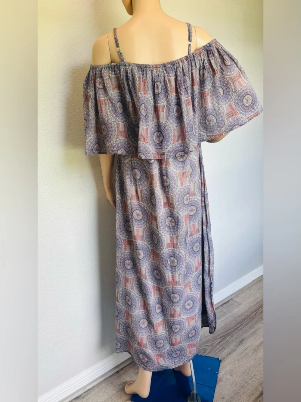 Cost Plus World Market Off-Shoulder Maxi Dress multicolor NWOT - Picture 2 of 14